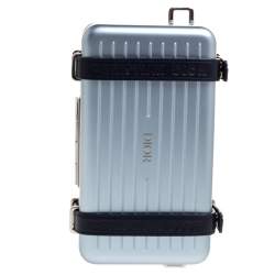 Pre Owned Christian Dior x Rimowa Two Tone Blue Aluminum and Leather Personal Clutch Bag
