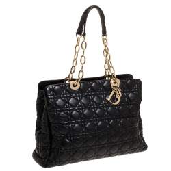 Pre Owned Dior Black Cannage Leather Soft Lady Dior Shopper Tote