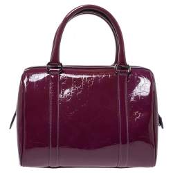 Pre Owned Dior Purple Monogram Patent Leather Boston Bag