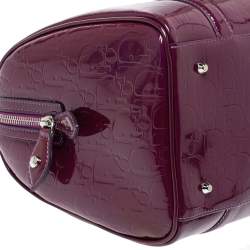 Pre Owned Dior Purple Monogram Patent Leather Boston Bag
