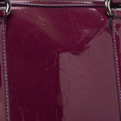 Pre Owned Dior Purple Monogram Patent Leather Boston Bag