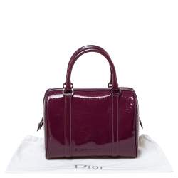 Pre Owned Dior Purple Monogram Patent Leather Boston Bag