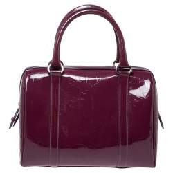 Pre Owned Dior Purple Monogram Patent Leather Boston Bag