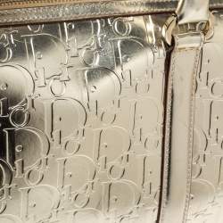 Dior Metallic Gold Oblique Monogram Leather Boston Bag