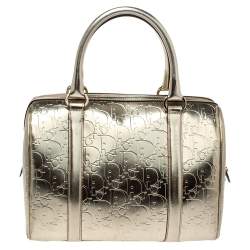 Dior Metallic Gold Oblique Monogram Leather Boston Bag