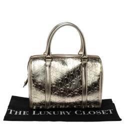 Dior Metallic Gold Oblique Monogram Leather Boston Bag