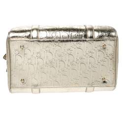 Dior Metallic Gold Oblique Monogram Leather Boston Bag
