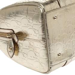 Dior Metallic Gold Oblique Monogram Leather Boston Bag