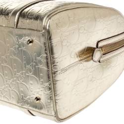Dior Metallic Gold Oblique Monogram Leather Boston Bag