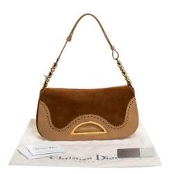 مملوكة مسبقًا Dior Brown Suede and Leather Wingtip Malice Shoulder Bag