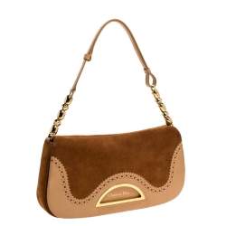 مملوكة مسبقًا Dior Brown Suede and Leather Wingtip Malice Shoulder Bag