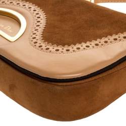 مملوكة مسبقًا Dior Brown Suede and Leather Wingtip Malice Shoulder Bag