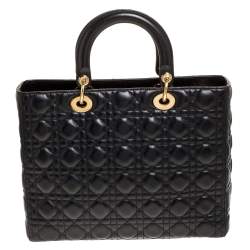 مملوكة مسبقًا Dior Black Cannage Leather Large Lady Dior Tote
