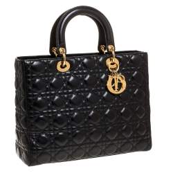 مملوكة مسبقًا Dior Black Cannage Leather Large Lady Dior Tote