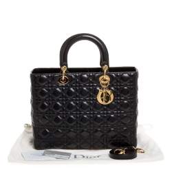 مملوكة مسبقًا Dior Black Cannage Leather Large Lady Dior Tote