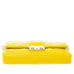 Pre Owned حقيبة كلاتش ديور سلسلة نيو لوك جلد لامعة كاناج سوداء