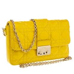 Pre Owned حقيبة كلاتش ديور سلسلة نيو لوك جلد لامعة كاناج سوداء