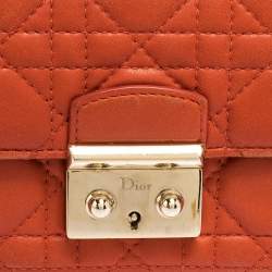 Pre Owned Dior Orange Cannage Leather Miss Dior Flap Continental Wallet