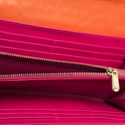 Pre Owned Dior Orange Cannage Leather Miss Dior Flap Continental Wallet