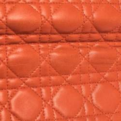 Pre Owned Dior Orange Cannage Leather Miss Dior Flap Continental Wallet
