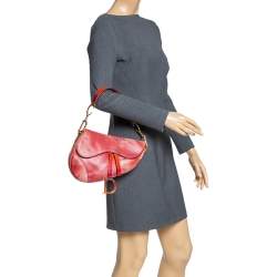 Pre Owned Dior Multicolor Suede and Patent Leather Saddle Tie Dye Bag