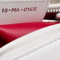 Pre Owned Dior White Sequins Embellished Leather Medium Lady Dior Tote