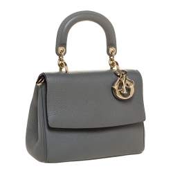Pre Owned Dior Grey Leather Mini Be Dior Top Handle Bag
