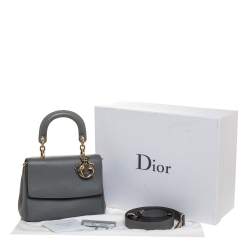 Pre Owned Dior Grey Leather Mini Be Dior Top Handle Bag