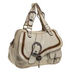 مملوكة مسبقًا Dior Pale Green Gaucho Leather Large Double Saddle Shoulder Bag