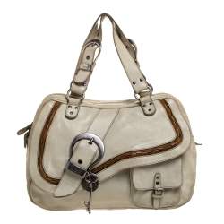 مملوكة مسبقًا Dior Pale Green Gaucho Leather Large Double Saddle Shoulder Bag