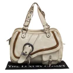 مملوكة مسبقًا Dior Pale Green Gaucho Leather Large Double Saddle Shoulder Bag
