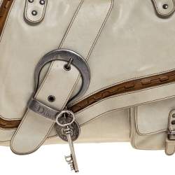 مملوكة مسبقًا Dior Pale Green Gaucho Leather Large Double Saddle Shoulder Bag