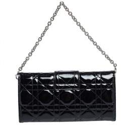 Pre Owned محفظة بسلسلة ديور "نيو لوك" جلد كاناج أرجواني