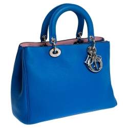 Pre Owned Dior Blue Leather Medium Diorissimo Shopper Tote