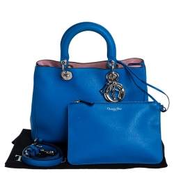 Pre Owned Dior Blue Leather Medium Diorissimo Shopper Tote