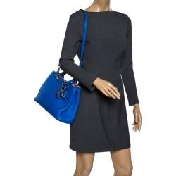 Pre Owned Dior Blue Leather Medium Diorissimo Shopper Tote