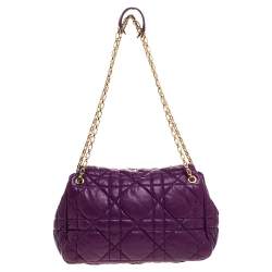 مملوكة مسبقًا Dior Purple Cannage Leather Chain Flap Shoulder Bag