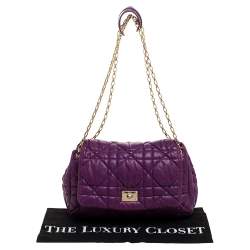 مملوكة مسبقًا Dior Purple Cannage Leather Chain Flap Shoulder Bag