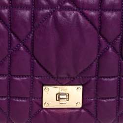 مملوكة مسبقًا Dior Purple Cannage Leather Chain Flap Shoulder Bag