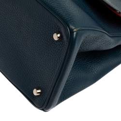 Pre Owned Dior Navy Blue Leather Large Be Dior Flap Top Handle Bag
