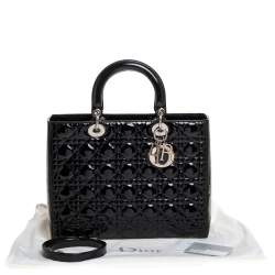 مملوكة مسبقًا Dior Black Patent Leather Large Lady Dior Tote