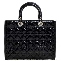 مملوكة مسبقًا Dior Black Patent Leather Large Lady Dior Tote