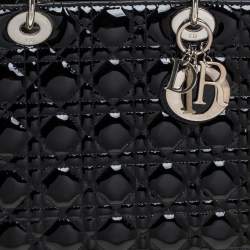 مملوكة مسبقًا Dior Black Patent Leather Large Lady Dior Tote