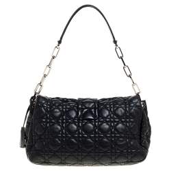 Pre Owned حقيبة ديور قفل قلاب نيو جلد كاناج سوداء