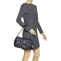 Pre Owned حقيبة ديور قفل قلاب نيو جلد كاناج سوداء