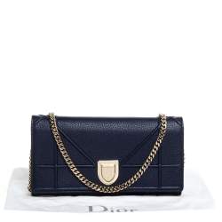 Dior Blue Leather Diorama Wallet on Chain