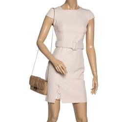 Pre Owned Dior Beige Cannage Patent Leather New Lock Chain Clutch