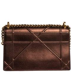 Dior Metallic Brown Leather Medium Diorama Shoulder Bag