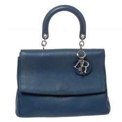 Pre Owned Dior Blue Leather Medium Be Dior Top Handle Bag