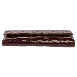 Pre Owned Dior Red Cannage Patent Leather Lady Dior Wallet on Chain